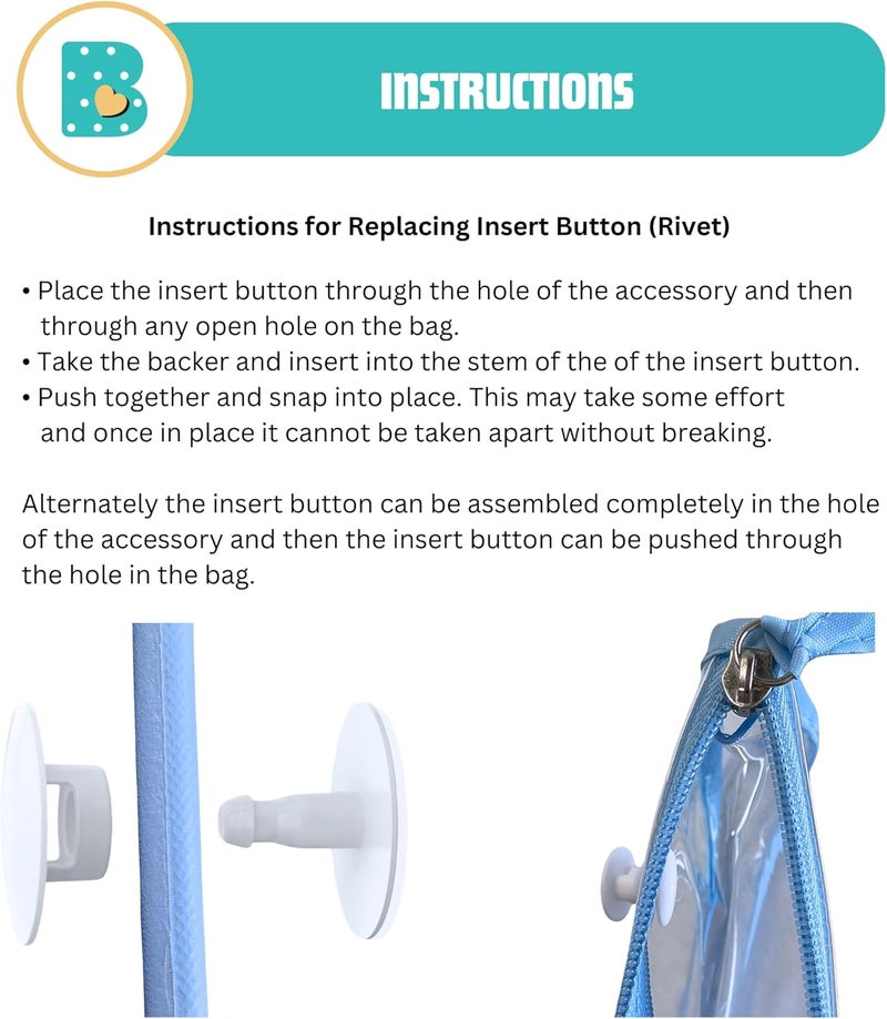 Bag Beans 2-Pack Insert Replacement Rivets for Clear Zipper Pouch. Compatible with Bogg Bag and Most Beach Tote Clear Inserts. Fix Your Beach Bag Insert Quickly and Easily - Image 5
